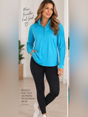 TTP 21 inches with stretch length 26 inches turquoise pull pull over with zipper